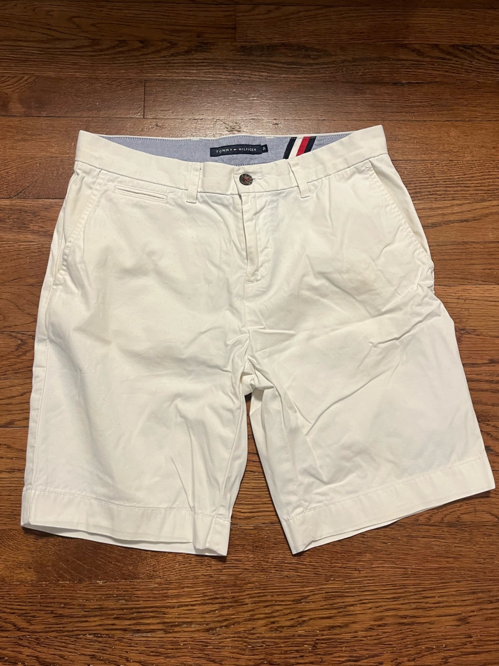 Tommy Hilfiger Men's White Flat Front Cotton Shorts